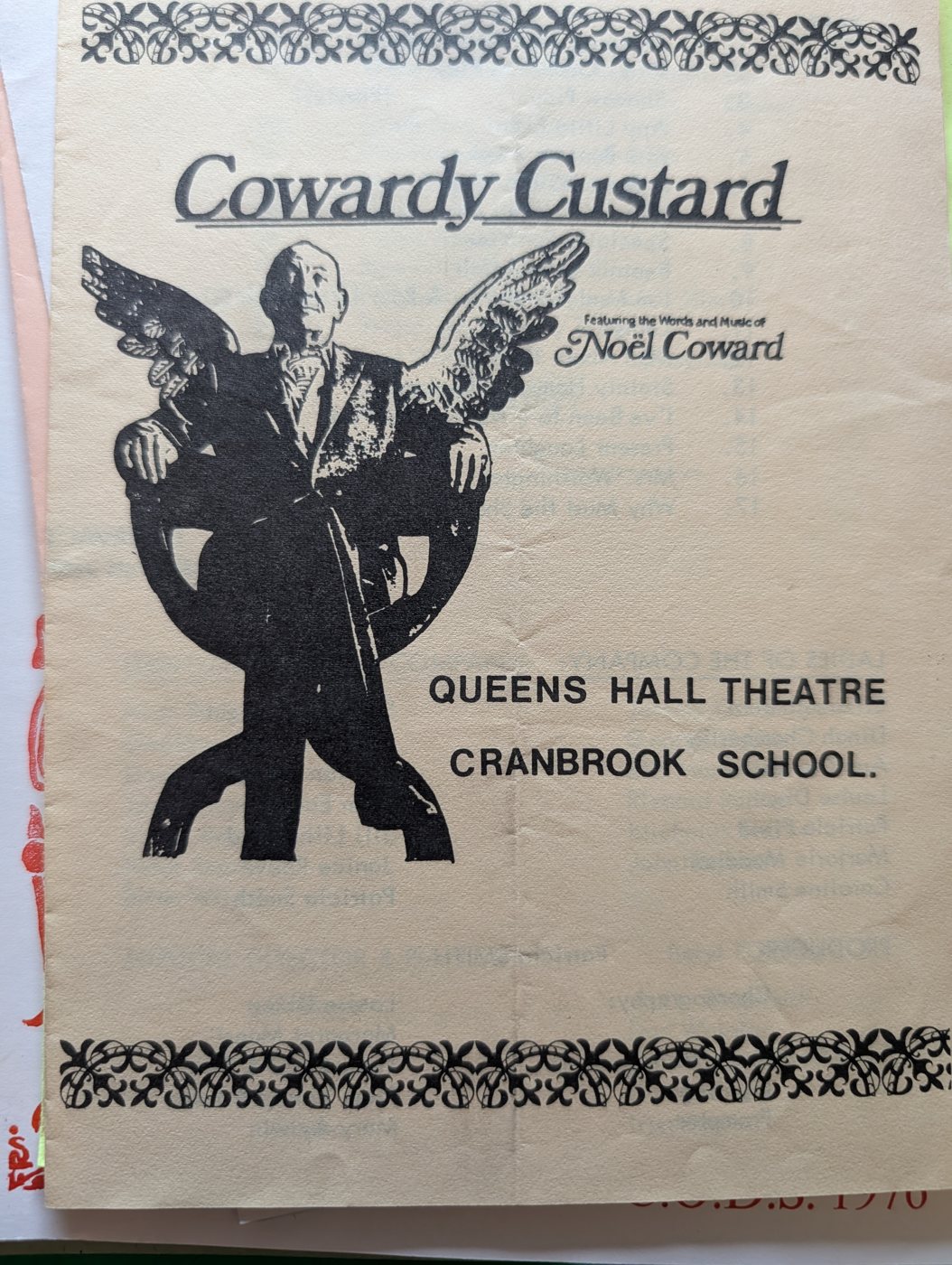 Programme cover, Cowardy Custard, Cranbrook, 1976
