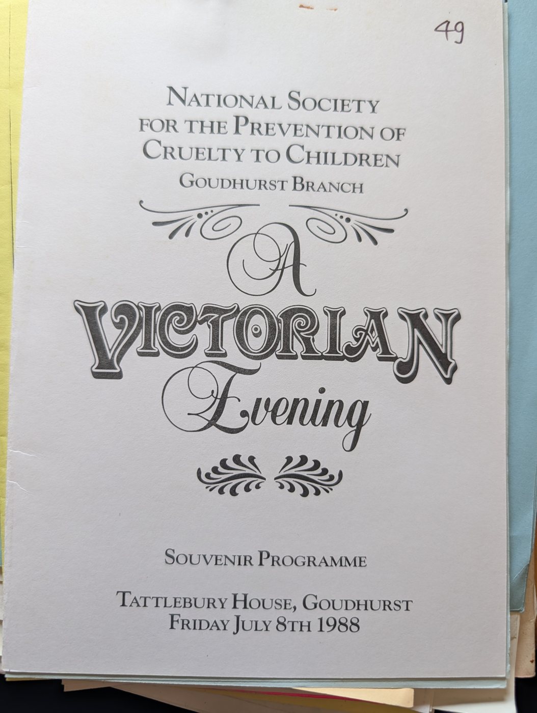 Programme cover, A Victorian Evening, Goudhurst, 1988